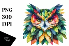 Abstract Vibrant Watercolor Owl PNG Product Image 3