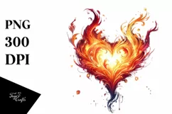 Fire Heart Warm Blazing Hot Watercolor Product Image 1