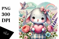 baby Bunny with Heart, Transparent PNG Product Image 1