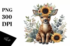 Detailed Watercolor Boho Funny Baby Deer Clipart Product Image 3