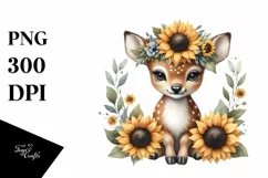 Detailed Watercolor Boho Funny Baby Deer Clipart Product Image 1