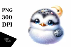 Colorful Baby Arctic Tern with Moon and Stars | Clipart Product Image 1
