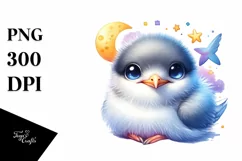 Colorful Baby Arctic Tern with Moon and Stars | Clipart Product Image 3