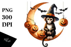 Monkey Dressed for Halloween, Vibrant PNG Product Image 1