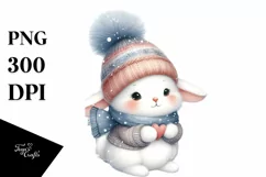 Cute Winter Baby Bunny Sleigh PNG Product Image 3
