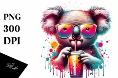 Quirky Koala Sipping Colorful Drink | Sublimation | Clipart Product Image 3