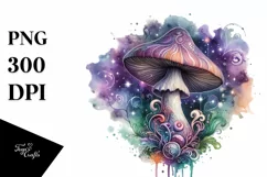 Detailed Mushroom Watercolor PNG Product Image 1