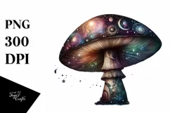 Detailed Mystical Mushroom with Watercolor Splash PNG Product Image 3