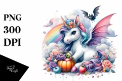 pastel Baby Unicorn Bat PNG Product Image 3
