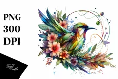Abstract Vibrant Watercolor Bird PNG Product Image 1
