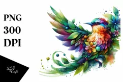 Abstract Vibrant Watercolor Bird PNG Product Image 3