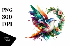 Abstract Vibrant Watercolor Bird PNG Product Image 3