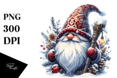 Detailed Watercolor Winter Gnome PNG Product Image 3