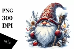 Detailed Watercolor Winter Gnome PNG Product Image 3
