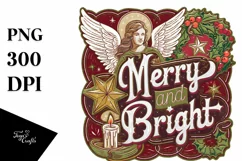 Retro Merry and Bright Christmas Png Product Image 5