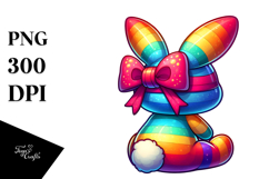 Colorful Bunny Sitting with Bow PNG Product Image 1