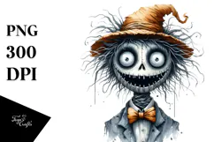 Funny Scarecrow with Bow and Tie PNG Product Image 1