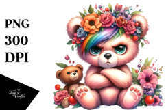 Contempt Baby Bear with Floral Wreath PNG Product Image 1