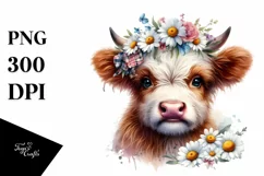 daisy Floral | Baby Highland Cow Clipart Product Image 1