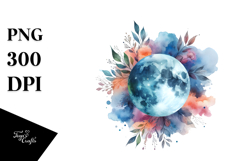 Vibrant Watercolor Abstract Moon Product Image 1