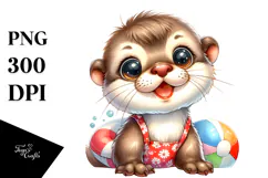 Cute Baby Otter PNG Product Image 1