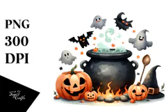 Simple Funny Haloween Clipart with Cauldron PNG Product Image 1