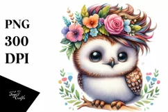 Watercolor Owl Playing, Transparent PNG Product Image 1