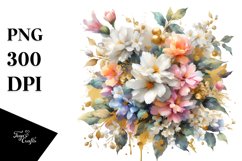 Colorful Splash Jasmine Bouquet | Sublimation Clipart Product Image 3