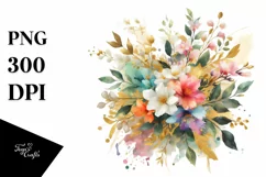 Colorful Splash Jasmine Bouquet | Sublimation Clipart Product Image 1