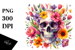 Skull with Spring Flowers PNG Product Image 1