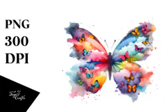 Cute Butterfly with Butterfly Silhouettes PNG Product Image 1