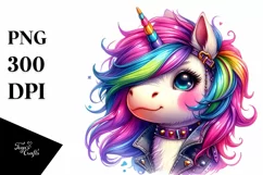 Cute Unicorn Watercolor Clipart Product Image 3