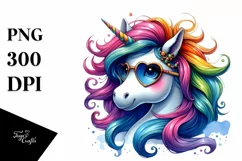 Cute Unicorn Watercolor Clipart Product Image 3