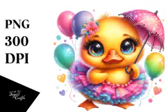 Crazy Baby Duck with Balloons PNG Product Image 1