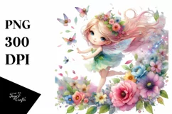 Colorful Cute Fairy Tumbling with Flower Petals in the Wind Product Image 1
