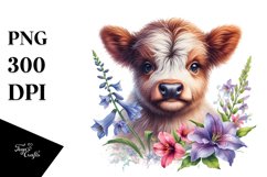 Cute Watercolor Baby Highland Cow | Sublimation | Clipart Product Image 3