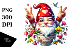 Colorful Valentines Gnome Winking Digital Painting PNG Product Image 1