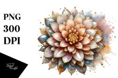 Detailed Dahlia with Watercolor Splash | Clipart Product Image 3