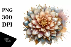 Detailed Dahlia with Watercolor Splash | Clipart Product Image 3
