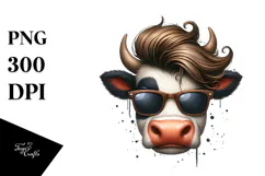 Contemptuous Cow with Cool Hair, Bold PNG Product Image 1