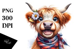 Cow Excited Highland Cow Portrait | Sublimation | Clipart Product Image 3