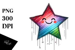 Smiling Scribbled Star Hearts PNG Product Image 1