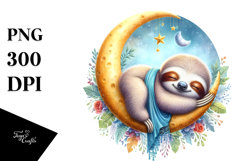 Watercolor Baby Sloth Sleeping | Clipart Product Image 1