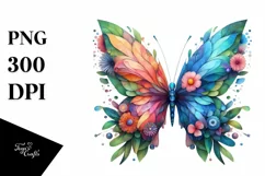 Abstract Vibrant Watercolor Butterfly PNG Product Image 1