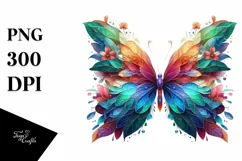 Abstract Vibrant Watercolor Butterfly PNG Product Image 1