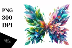Abstract Vibrant Watercolor Butterfly PNG Product Image 1