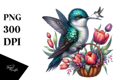 Baby Hummingbird Tulip Basket | Clipart Product Image 1