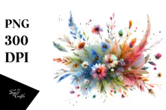 Colorfull Wild Flowers on White PNG Product Image 1