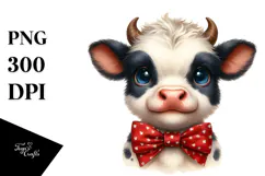 Expressive Baby Cow Design, Transparent PNG Product Image 1