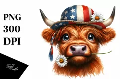 Confused Highland Cow Portrait with Daisy | Clipart Product Image 3